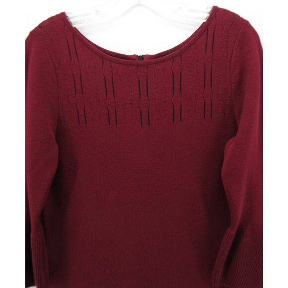 Nic Zoe Dress Small Red Fit Flare Sweater Classic Bell Sleeve - Picture 2 of 11